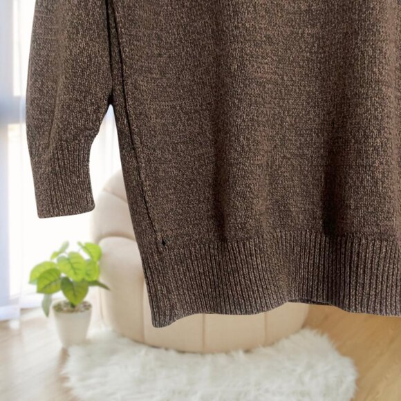 BCBGeneration Brown Tan Ribbed V-Neck Sweater, Exposed Seams, Size XXS - Cotton - Picture 9 of 16